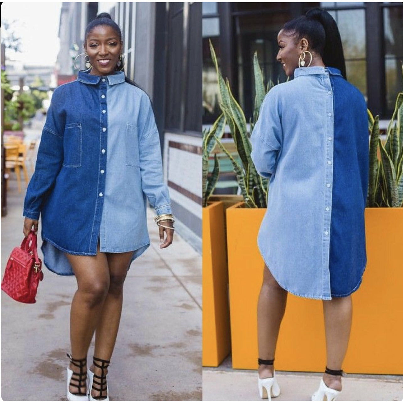 Long Sleeves Turndown Collar Shirt Dress