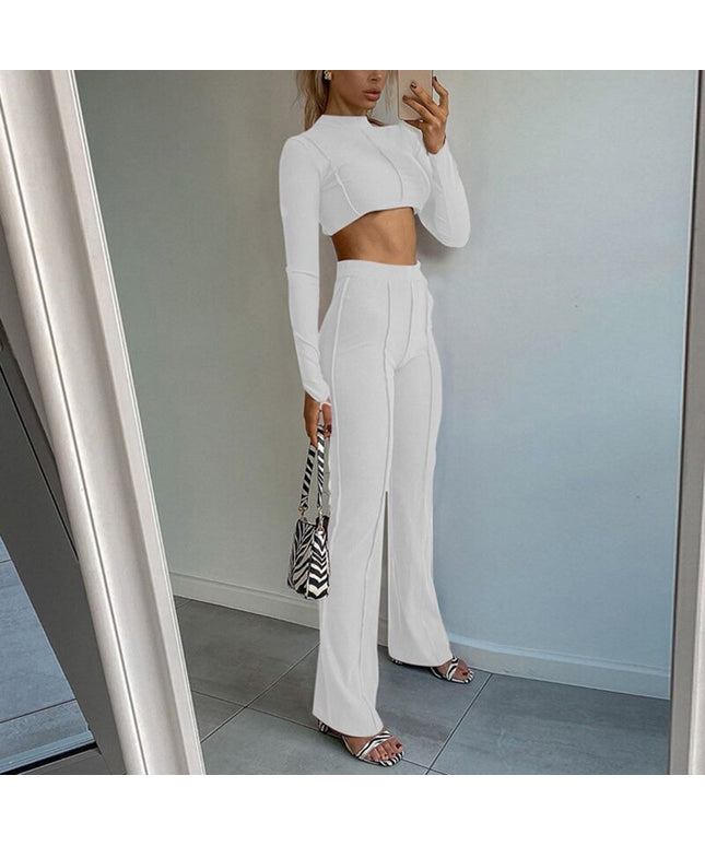 Chain Crop Top And Pants Outfit Sexy Tracksuit Set