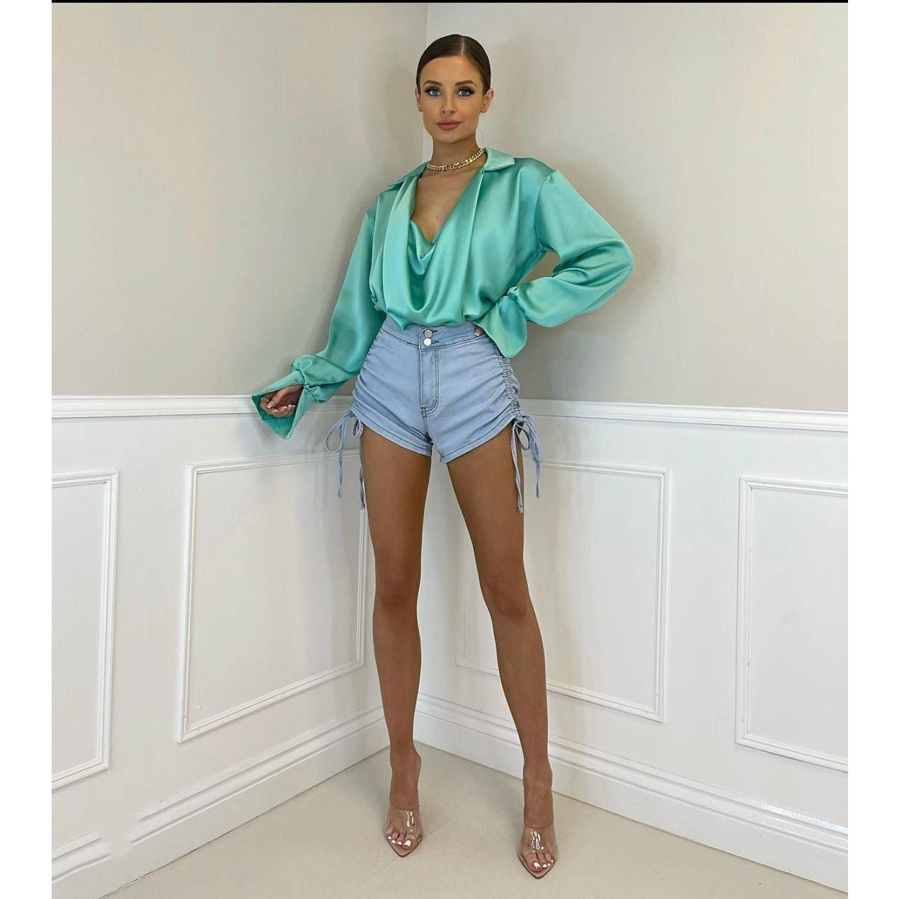 V-Neck Long Sleeve Blouse