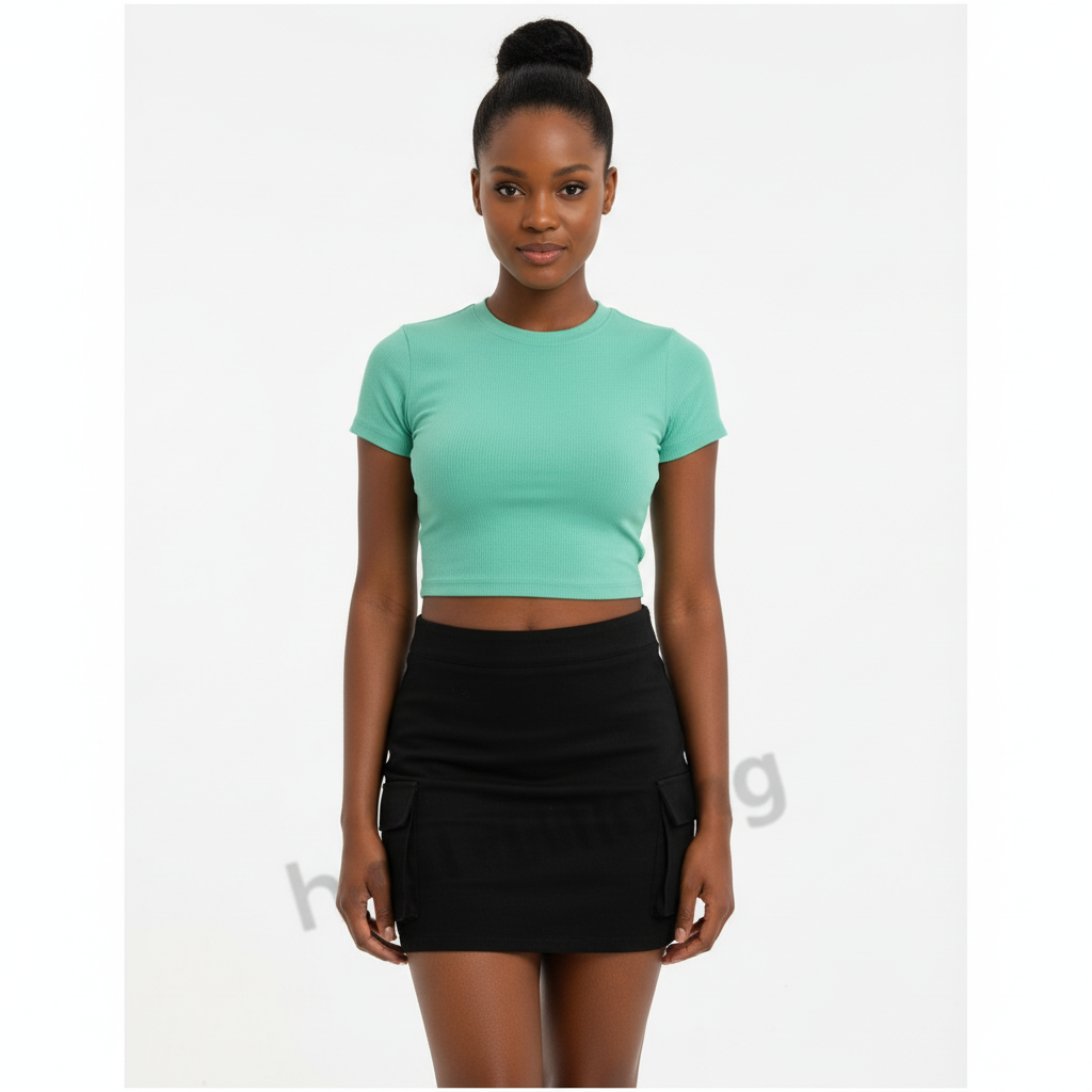 Solid Color Side Pocket Mini Skirt