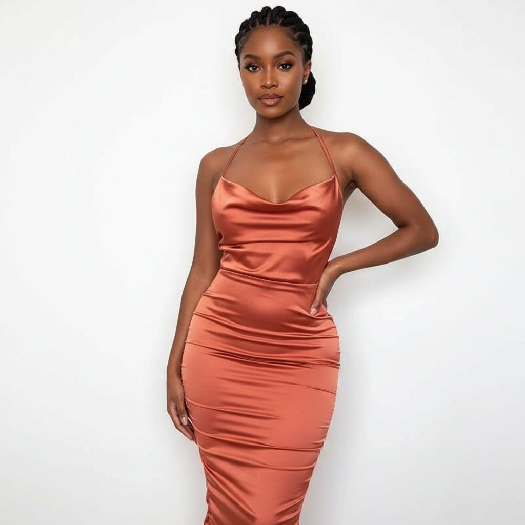 Satin Bodycon Backless Dress