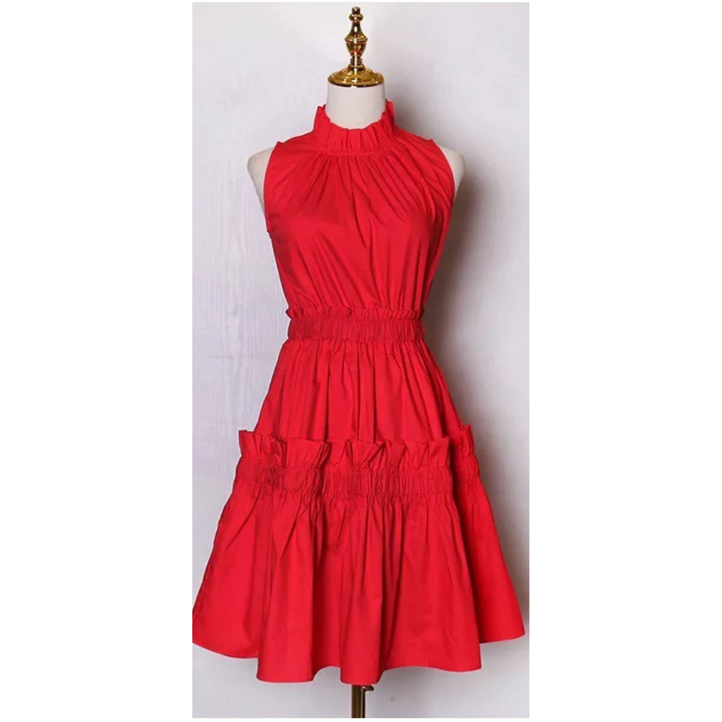 Ruffles Stand Collar Dress