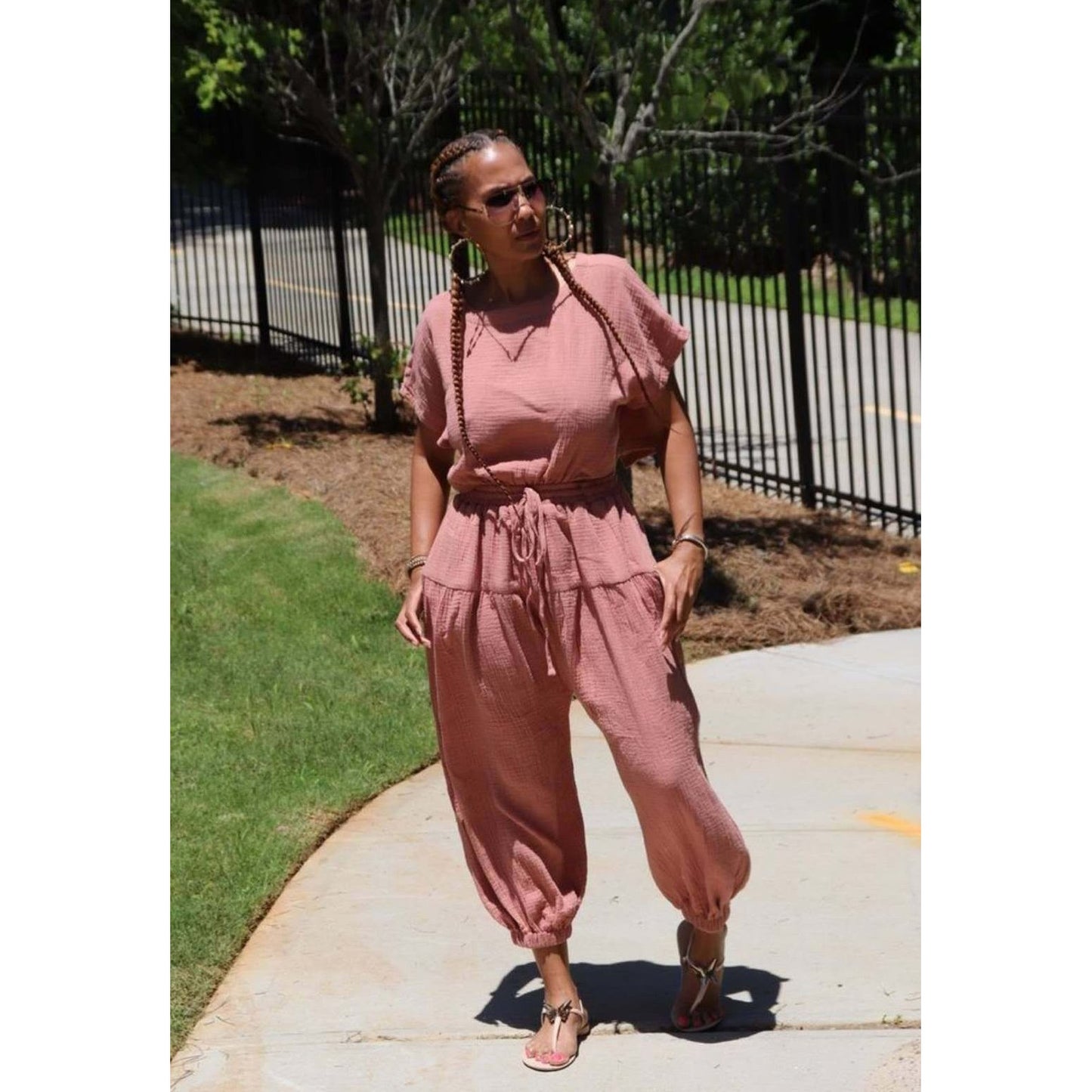 Back open twin set overall 