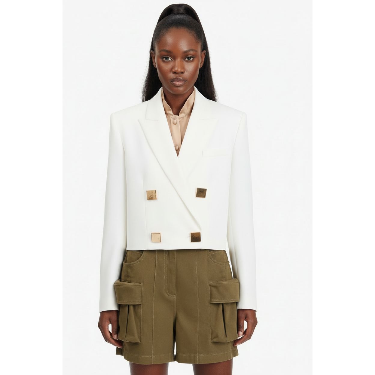 Double Breasted Short Blazer